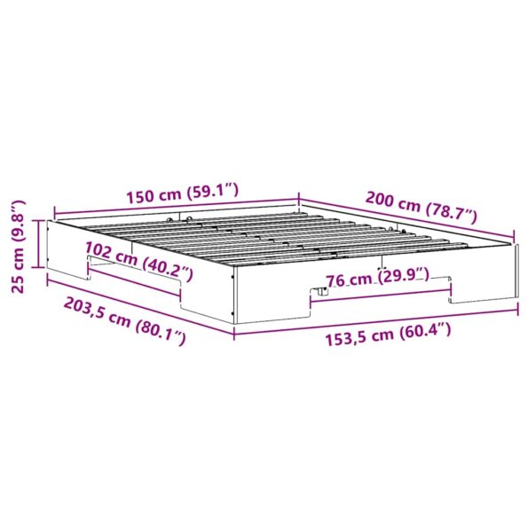 vidaXL Posteľový rám s úložiskom Hnedá Borovicový masív – Obrázok 9