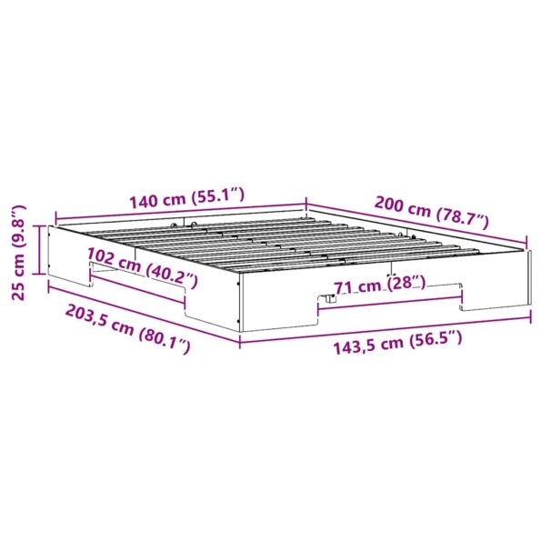 vidaXL Posteľový rám s úložiskom Hnedá Borovicový masív – Obrázok 9