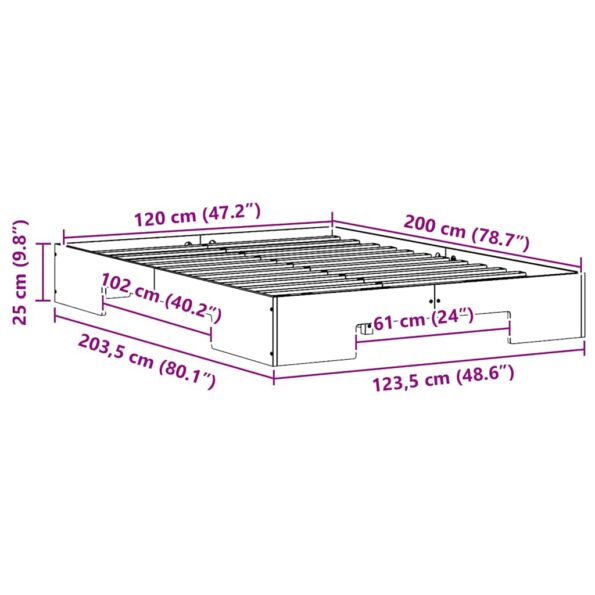 vidaXL Posteľový rám s úložiskom Biela Borovicový masív – Obrázok 9
