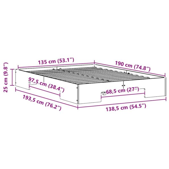vidaXL Posteľový rám s úložiskom Hnedá Borovicový masív – Obrázok 9
