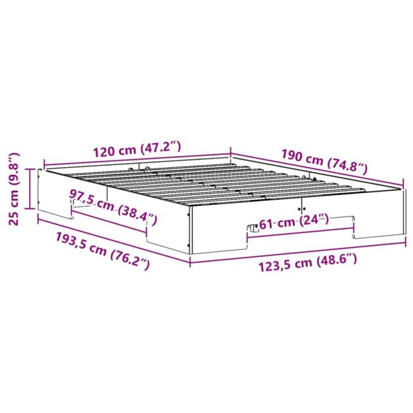 vidaXL Posteľový rám s úložiskom Hnedá Borovicový masív – Obrázok 9