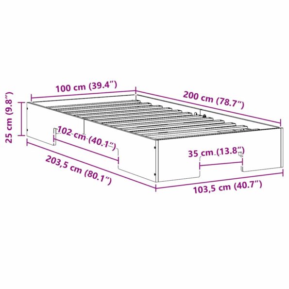 vidaXL Posteľový rám s úložiskom Hnedá Borovicový masív – Obrázok 9