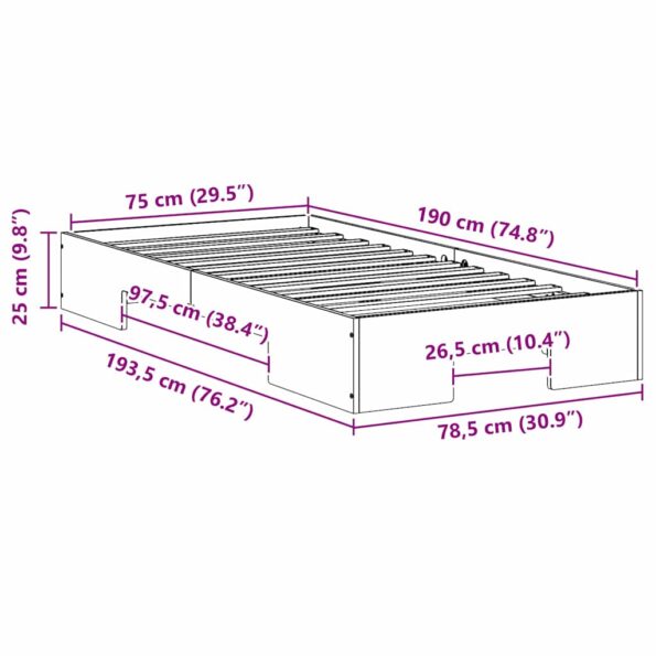 vidaXL Posteľový rám s úložiskom Hnedá Borovicový masív – Obrázok 8