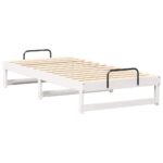 vidaXL Rám postele s popruhmi Biela 75 x 190 cm Borovicový masív – Obrázok 4