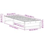 vidaXL Rám postele s popruhmi Hnedá 90 x 210 cm Borovicový masív – Obrázok 10