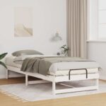 vidaXL Rám postele s popruhmi Biela 90 x 220 cm Borovicový masív