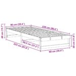 vidaXL Rám postele s popruhmi Biela 90 x 220 cm Borovicový masív – Obrázok 10