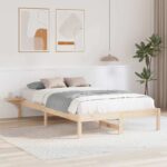 vidaXL Posteľový rám s nočnými stolíkmi Hnedá 135 x 190 cm Hnedá