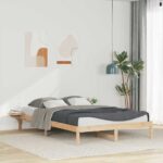 vidaXL Posteľový rám so stolíkmi Prírodná 160 x 210 cm