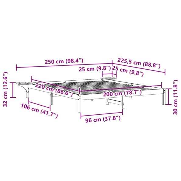 vidaXL Posteľový rám so stolíkmi Prírodná 200 x 220 cm – Obrázok 11