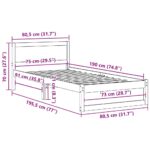 vidaXL Rám postele Biela Masívne borovicové drevo 75 x 190 cm Trvácny – Obrázok 10