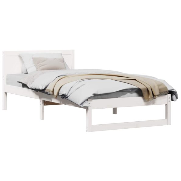 vidaXL Rám postele Biela Masívne borovicové drevo 75 x 190 cm Trvácny – Obrázok 2