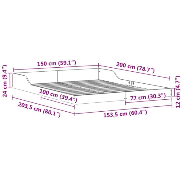 vidaXL Rám postele Biela 150 x 200 cm Borovicový masív – Obrázok 10