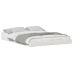 vidaXL Rám postele Biela 140 x 190 cm Borovicový masív – Obrázok 2