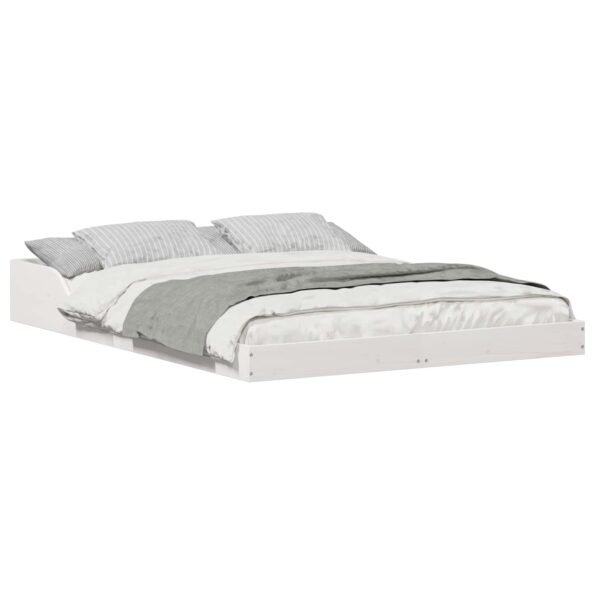 vidaXL Rám postele Biela 140 x 190 cm Borovicový masív – Obrázok 2