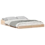 vidaXL Rám postele Hnedá 135 x 190 cm Borovicový masív – Obrázok 2