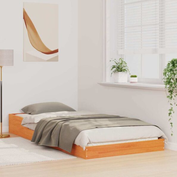 vidaXL Rám postele Voskovo hnedá 80 x 210 cm Borovicový masív – Obrázok 4