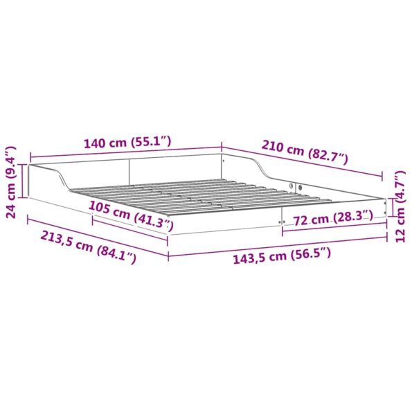 vidaXL Rám postele Hnedá 140 x 210 cm Borovicový masív – Obrázok 10