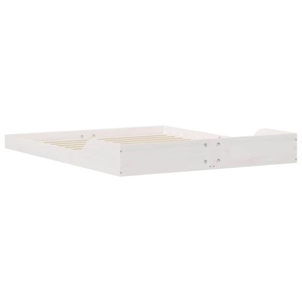 vidaXL Rám postele Biela 140 x 210 cm Borovicový masív – Obrázok 7