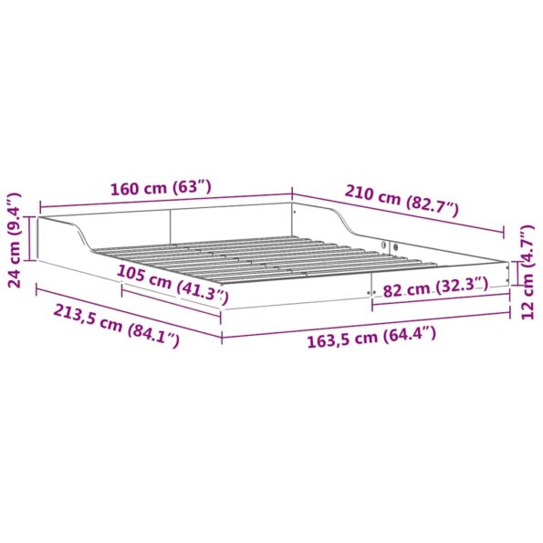 vidaXL Rám postele Hnedá 160 x 210 cm Borovicový masív – Obrázok 10
