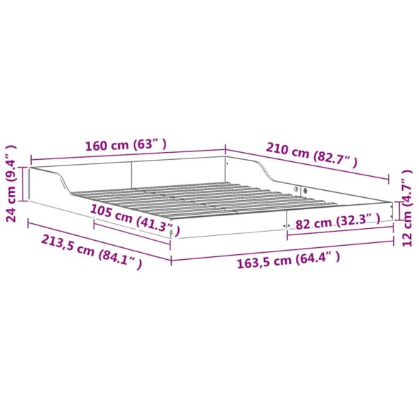 vidaXL Rám postele Voskovo hnedá 160 x 210 cm Borovicový masív – Obrázok 10