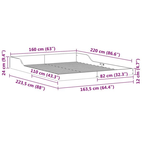 vidaXL Rám postele Hnedá 160 x 220 cm Borovicový masív – Obrázok 10