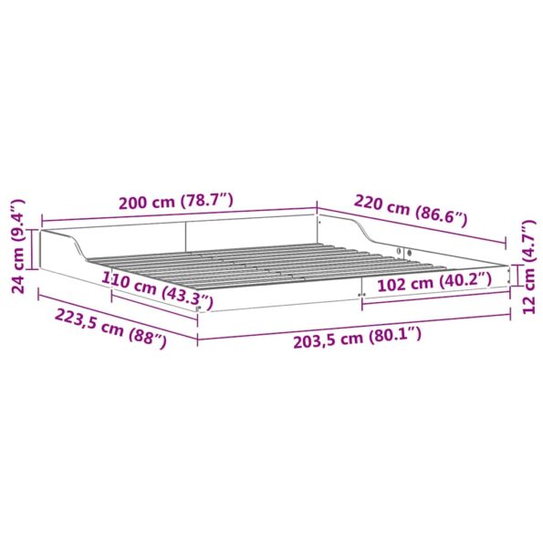 vidaXL Rám postele Hnedá 200 x 220 cm Borovicový masív – Obrázok 10