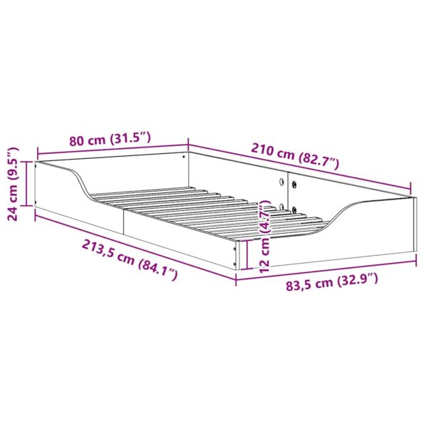 vidaXL Posteľový rám Biela 80 x 210 cm Masívne borovicové drevo – Obrázok 10