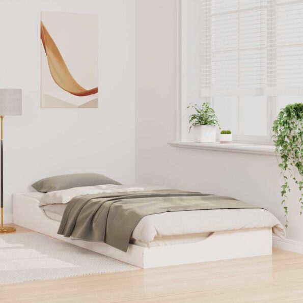vidaXL Posteľový rám Biela 80 x 210 cm Masívne borovicové drevo – Obrázok 3