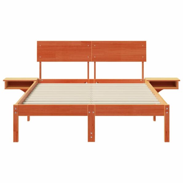vidaXL Posteľový rám s nočnými stolíkmi Voskovo hnedá 140 x 200 cm – Obrázok 5