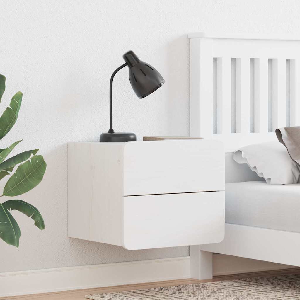 873507_1.jpg vidaXL Nočný stolík so zásuvkou Biela 39 x 34 x 33 cm Borovicový masív – Obrázok 1