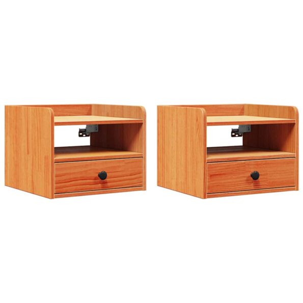 vidaXL Nočné stolíky so zásuvkou Nástenný 2 pcs Voskovo hnedá 38 x 36 x 29.5 cm – Obrázok 2