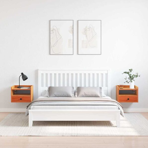 vidaXL Nočné stolíky so zásuvkou Nástenný 2 pcs Voskovo hnedá 38 x 36 x 29.5 cm – Obrázok 4