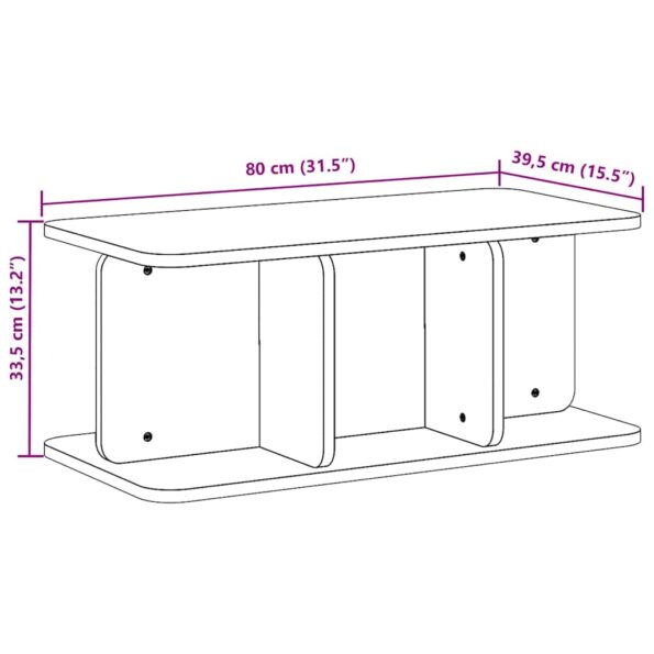 vidaXL Konferenčný stolík Biela 80 x 39,5 x 33,5 cm Borovicový masív – Obrázok 13