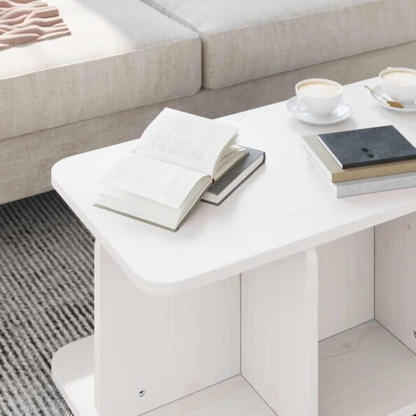 vidaXL Konferenčný stolík Biela 80 x 39,5 x 33,5 cm Borovicový masív – Obrázok 5