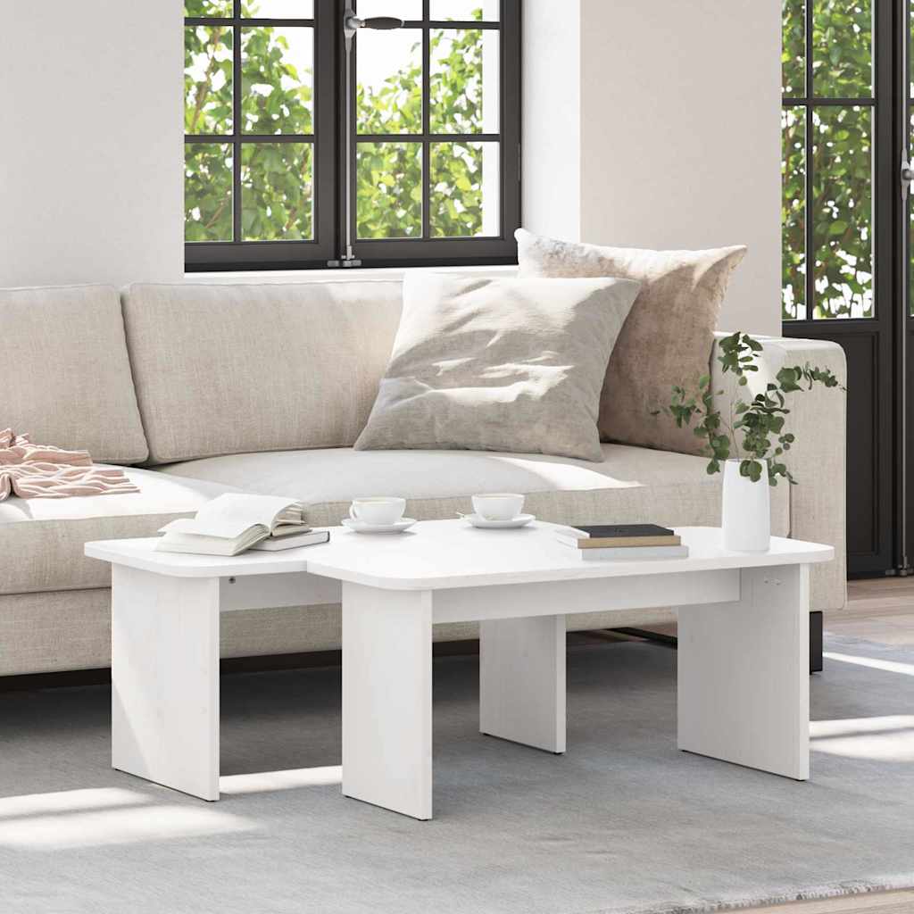 873524_1.jpg vidaXL Konferenčný stolík 2 pcs Biela Borovicový masív – Obrázok 1