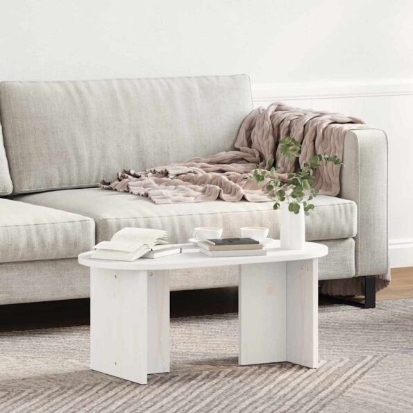vidaXL Konferenčný stolík Biela 80 x 39,5 x 35 cm Borovicový masív – Obrázok 4