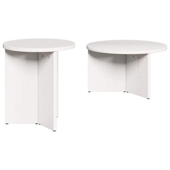 vidaXL Konferenčný stolík 2 pcs Biela Borovicový masív – Obrázok 2