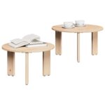 vidaXL Súprava na kávový stolík 2 pcs Prírodná 47.5 x 47.5 x 27 cm – Obrázok 2