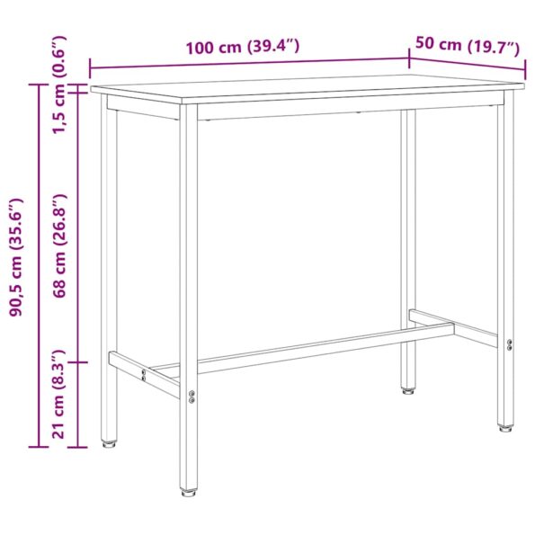 vidaXL stôl Staré drevo 100 x 50 x 90,5 cm Inžinierske drevo a oceľ – Obrázok 11