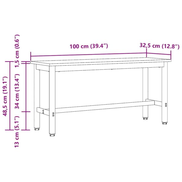 vidaXL Jedálenská lavička Sonoma dub 100 x 32,5 x 48,5 cm – Obrázok 9
