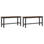 vidaXL Jedálenská lavička 2 pcs Dymová dub 100 x 32,5 x 48,5 cm – Obrázok 2