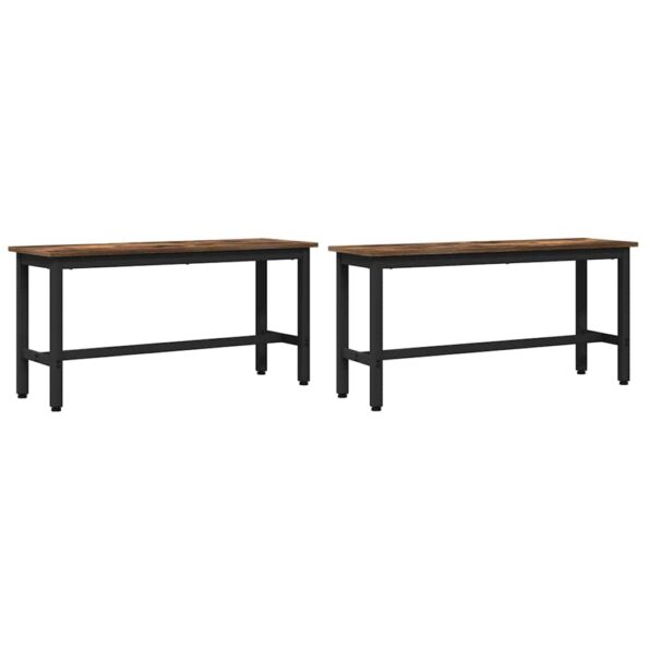 vidaXL Jedálenská lavička 2 pcs Dymová dub 100 x 32,5 x 48,5 cm – Obrázok 2