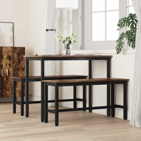 vidaXL Jedálenská lavička 2 pcs Dymová dub 100 x 32,5 x 48,5 cm – Obrázok 3