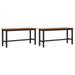 vidaXL Jedálenská lavička 2 pcs Staré drevo 100 x 32,5 x 48,5 cm – Obrázok 2