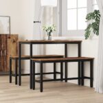 vidaXL Jedálenská lavička 2 pcs Staré drevo 100 x 32,5 x 48,5 cm – Obrázok 3