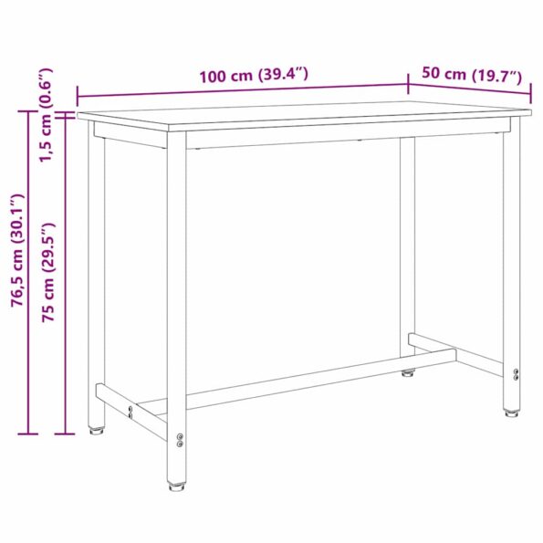 vidaXL stôl Dymová dub 100 x 50 x 76,5 cm Inžinierske drevo a oceľ – Obrázok 8