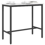vidaXL stôl Biela 100 x 50 x 91 cm Inžinierske drevo a oceľ – Obrázok 3