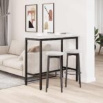 vidaXL stôl Biela 100 x 50 x 91 cm Inžinierske drevo a oceľ – Obrázok 4