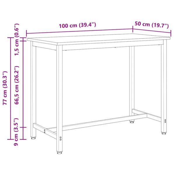 vidaXL stôl Prírodná 100 x 50 x 77 cm Inžinierske drevo a oceľ – Obrázok 11
